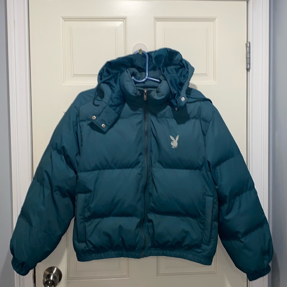 Playboy x PacSun Teal Puffer Jacket in size XS/S